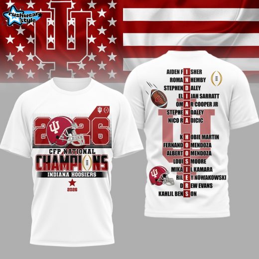 Indiana Hoosiers | Premium NCAA 2026 CFP National Champions 3D Shirt - White