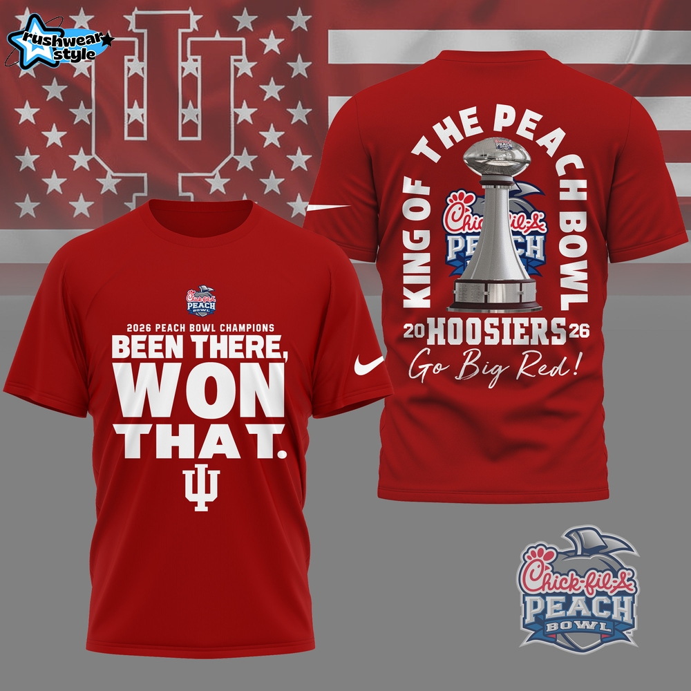 Indiana Hoosiers | Premium NCAA Peach Bowl Champions 3D Shirt Indiana Hoosiers | Premium NCAA Peach Bowl Champions 3D Shirt