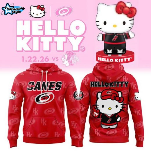Limited Edition Carolina Hurricane '' Hello Kitty Night '' 2026 Hoodie(Red)