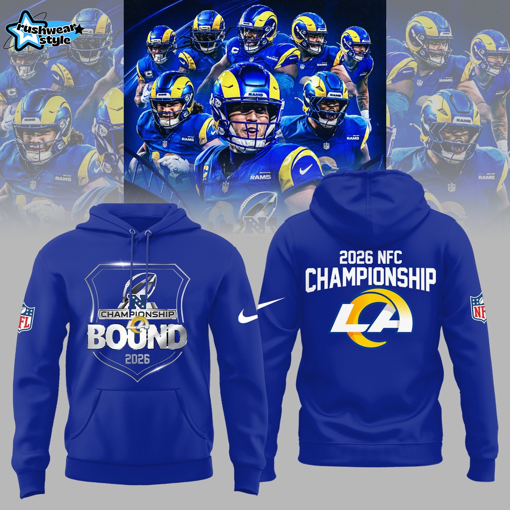 Los Angeles Rams 2026 Championship BOUND Limited Edition Hoodie - Blue Los Angeles Rams 2026 Championship BOUND Limited Edition Hoodie - Blue