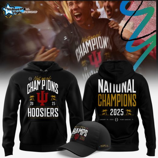 Men's Black Indiana Hoosiers College Football Playoff 2025 National Champions Locker Room Authentic Hoodie-Black(Updated Version)