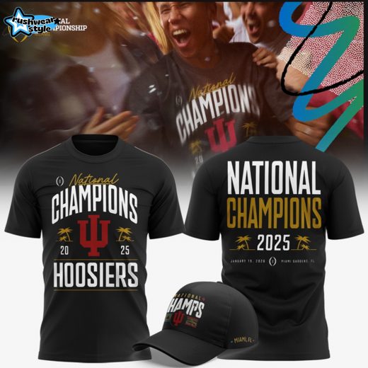 Men's Black Indiana Hoosiers College Football Playoff 2025 National Champions Locker Room Authentic T-Shirt(Updated Version)