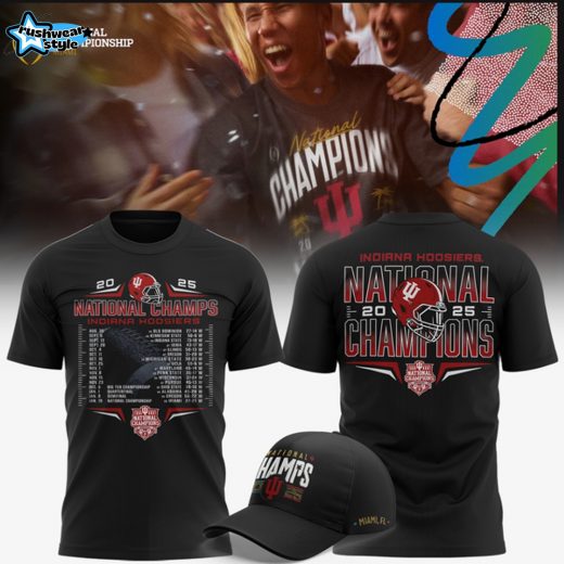 Men's Champion Black Indiana Hoosiers College Football Playoff 2025 National Champions Schedule T-Shirt