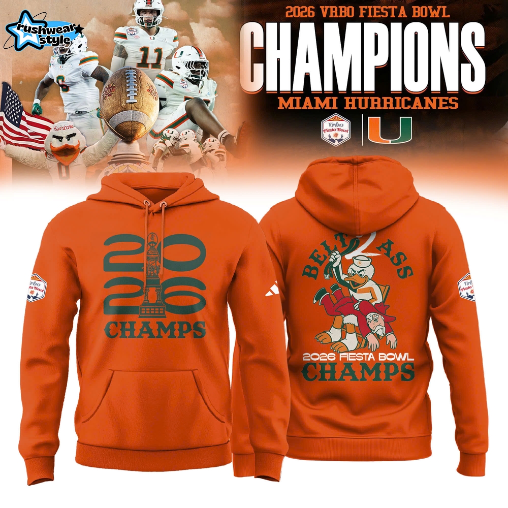 Miami Hurricanes 2026 Fiesta Bowl Champions Hoodie Miami Hurricanes 2026 Fiesta Bowl Champions Hoodie