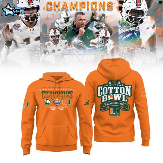 Miami Hurricanes College Football Playoff 2025 Cotton Bowl Champions Hoodie