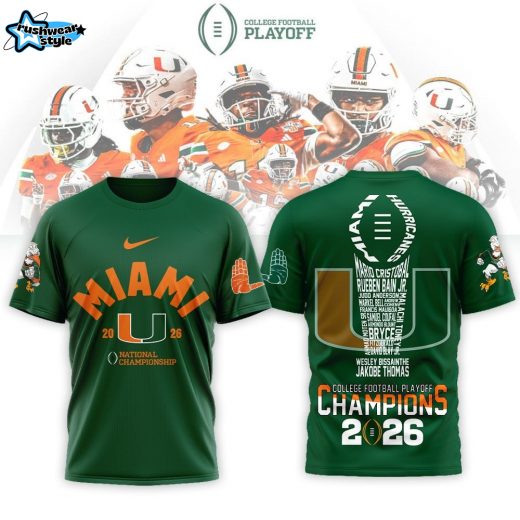 Miami Hurricanes | Premium NCAA 2026 CFP National Champions 3D T-shirt - Green