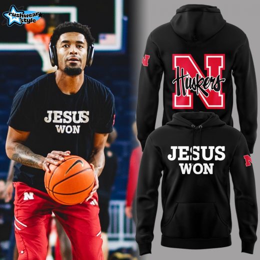 Nebraska Huskers Jesus Won Black Faith Statement Hoodie