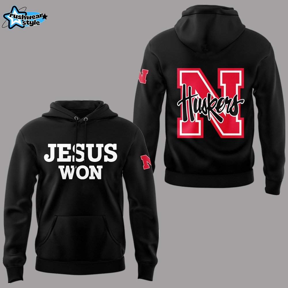 Nebraska Huskers Jesus Won Black Faith Statement Hoodie Nebraska Huskers Jesus Won Black Faith Statement Hoodie