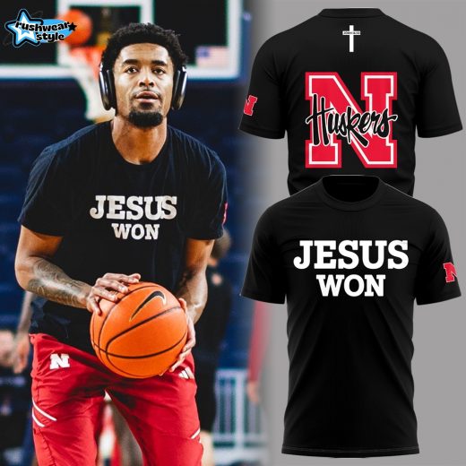 Nebraska Huskers Jesus Won Black Faith Statement T-Shirt