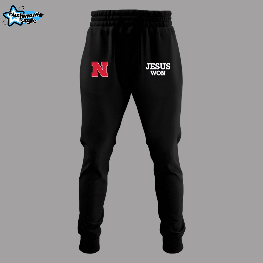 Nebraska Huskers Jesus Won Black Faith Statement T-Shirt Nebraska Huskers Jesus Won Black Faith Statement T-Shirt