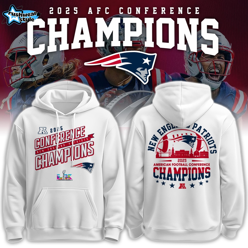 New England Patriots 2026 AFC Conference Champions Hoodie Design V3 New England Patriots 2026 AFC Conference Champions Hoodie Design V3