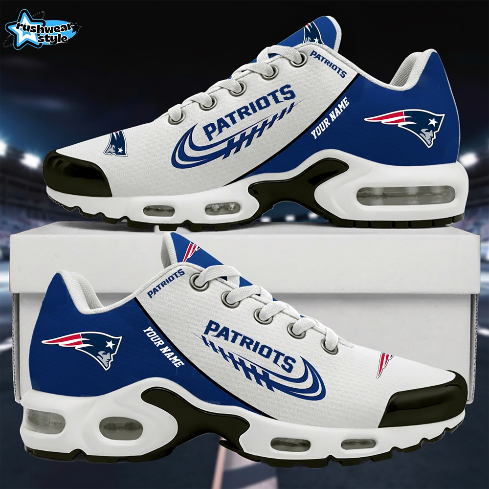 New England Patriots Elegant Custom Name VS4 Sports Shoes Blue Edition New England Patriots Elegant Custom Name VS4 Sports Shoes Blue Edition