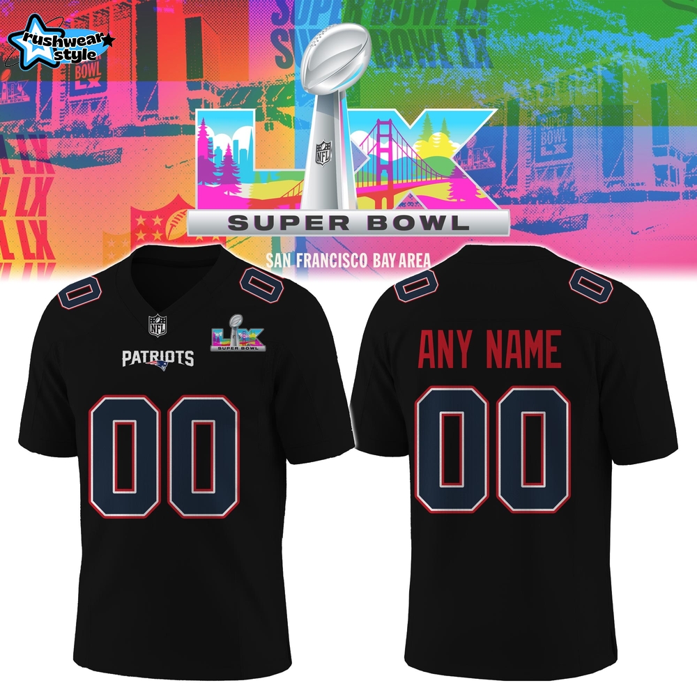 New England Patriots Super Bowl LX Black Edition Football Jersey New England Patriots Super Bowl LX Black Edition Football Jersey
