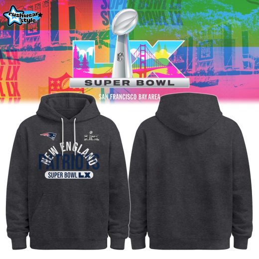 New England Patriots Super Bowl LX Charcoal Pullover Hoodie
