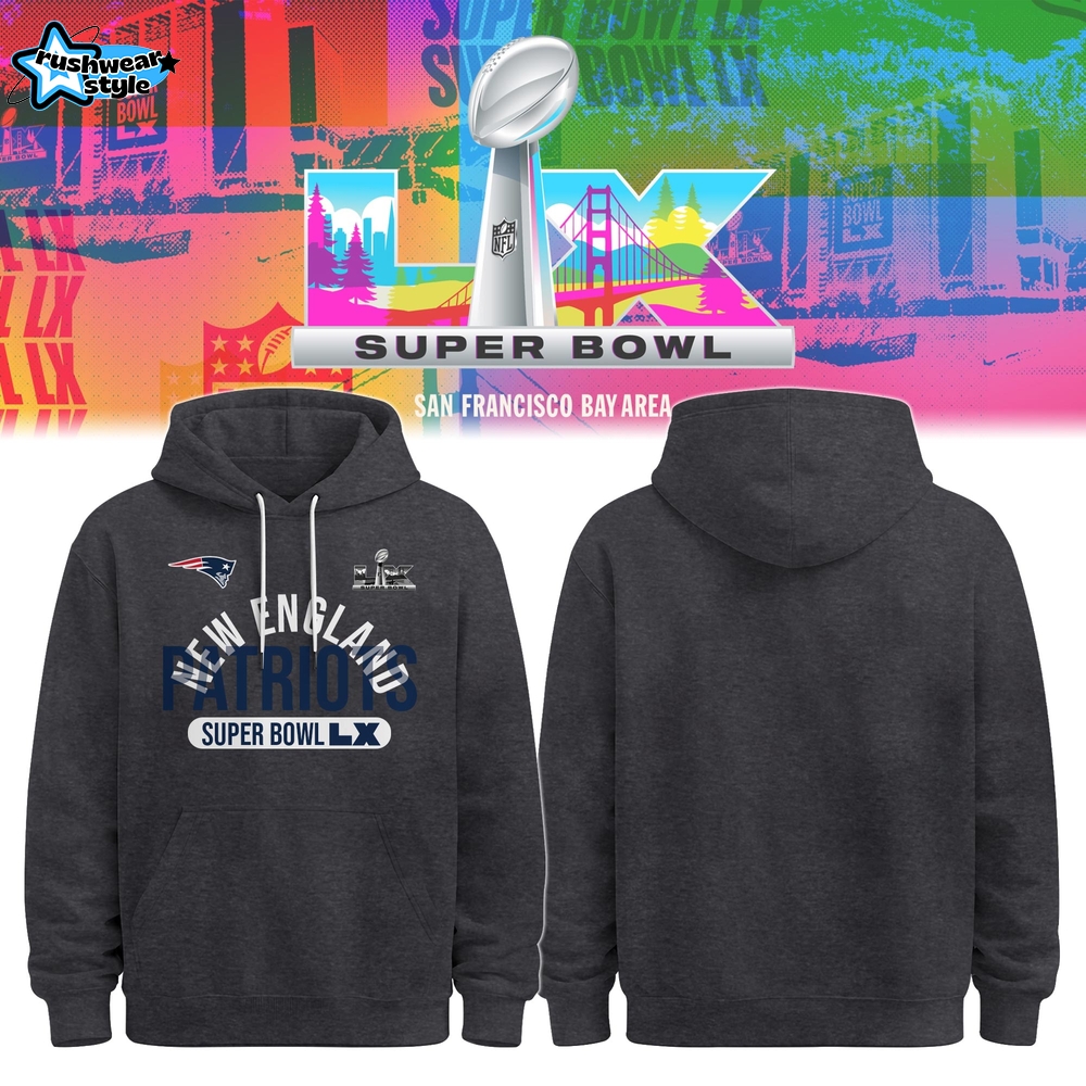 New England Patriots Super Bowl LX Charcoal Pullover Hoodie New England Patriots Super Bowl LX Charcoal Pullover Hoodie
