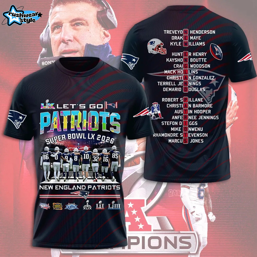 New England Patriots Super Bowl LX Limited Edition Fan Shirt – Version 5 New England Patriots Super Bowl LX Limited Edition Fan Shirt – Version 5