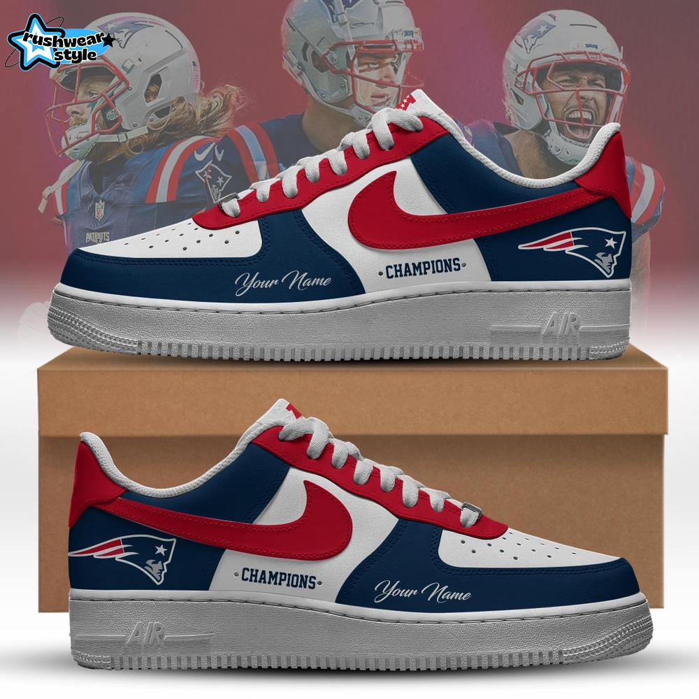 New England Patriots x 2026 AFC Conference Champions Air Force 1 Sneakers – Black New England Patriots x 2026 AFC Conference Champions Air Force 1 Sneakers – Black
