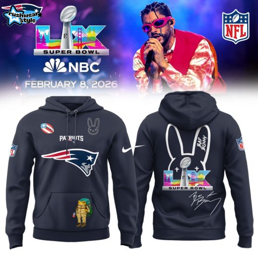New England Patriots x Bad Bunny Super Bowl Limited Hoodie Black Style