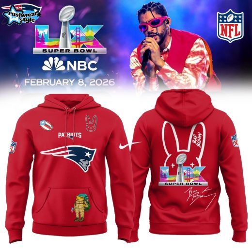 New England Patriots x Bad Bunny Super Bowl Limited Hoodie Red Edition