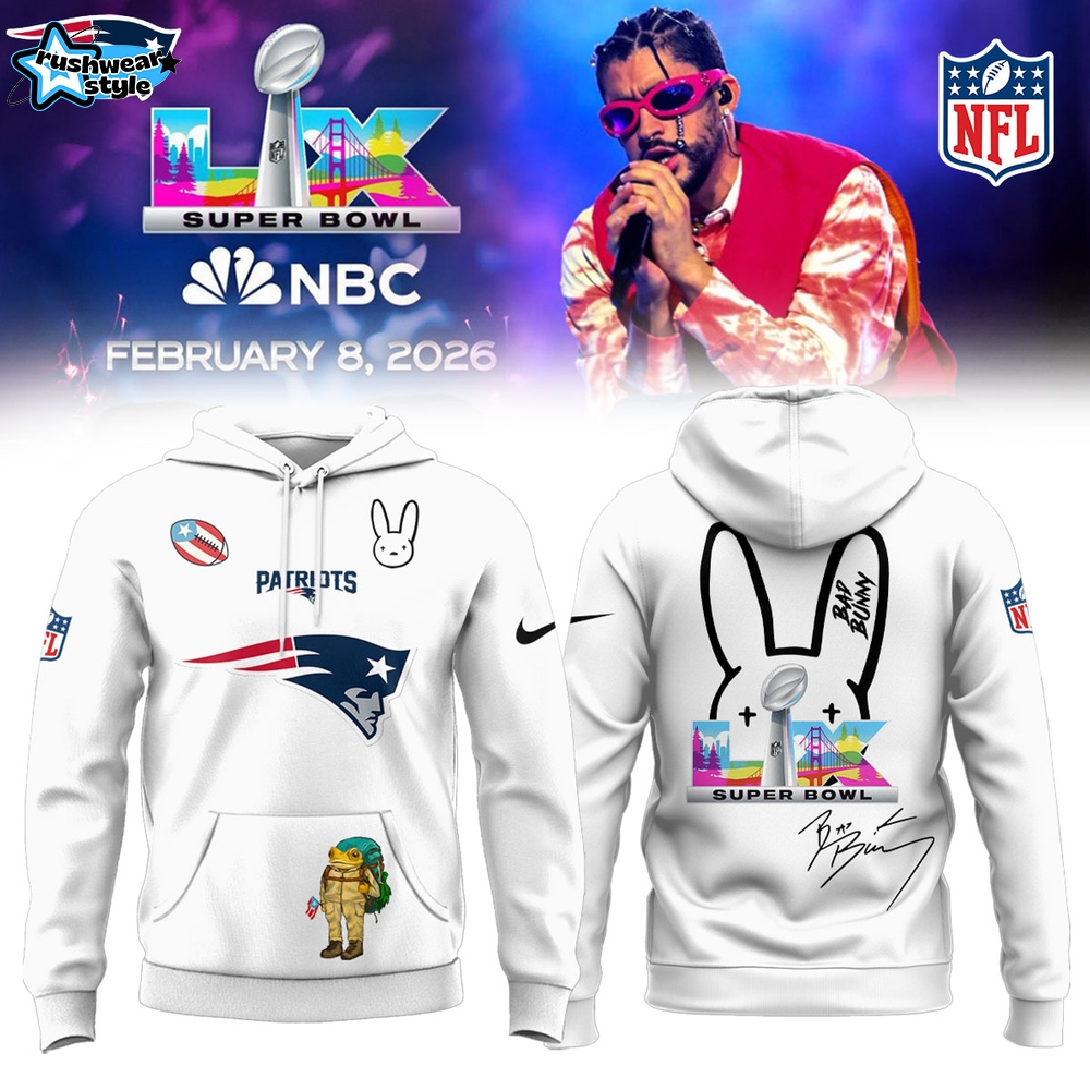 New England Patriots x Bad Bunny Super Bowl Limited Hoodie White Edition New England Patriots x Bad Bunny Super Bowl Limited Hoodie White Edition