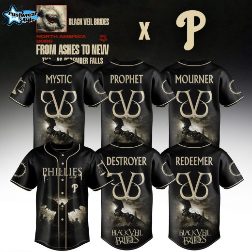 Philadelphia Phillies x Black Veil Brides – From Ashes To New Tour Baseball Jersey