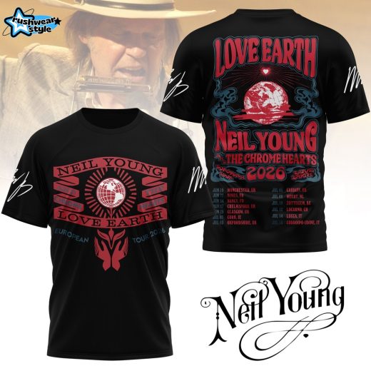 Premium Neil Young and The Chrome Hearts "Love Earth" 2026 European Tour 3D Shirt