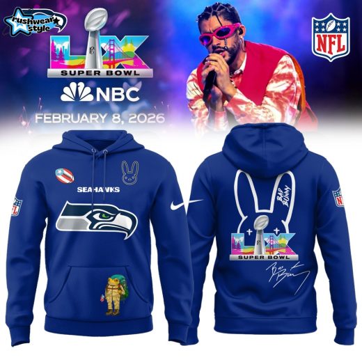 Seattle Seahawks x Bad Bunny Super Bowl Limited Hoodie Blue Edition