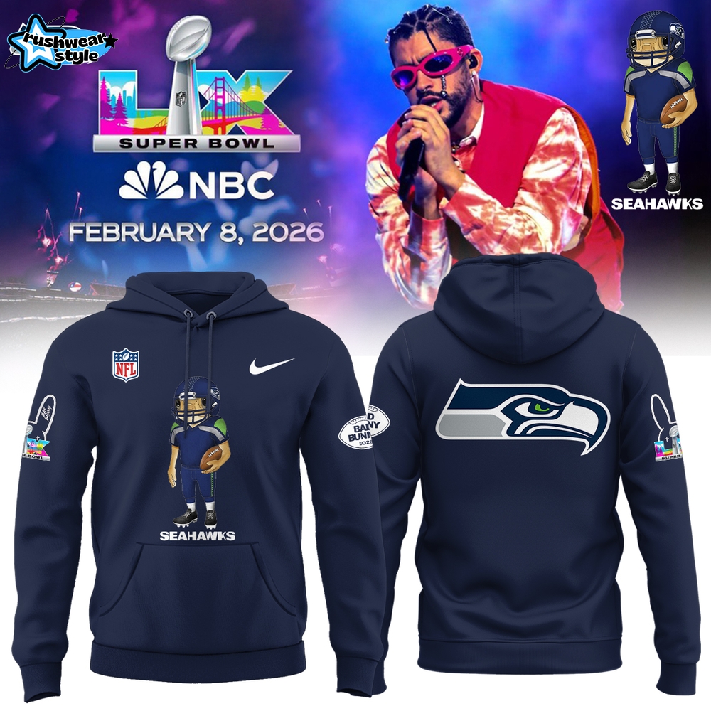 Seattle Seahawks x Bad Bunny Super Bowl Limited Hoodie Dark Blue Edition Seattle Seahawks x Bad Bunny Super Bowl Limited Hoodie Dark Blue Edition