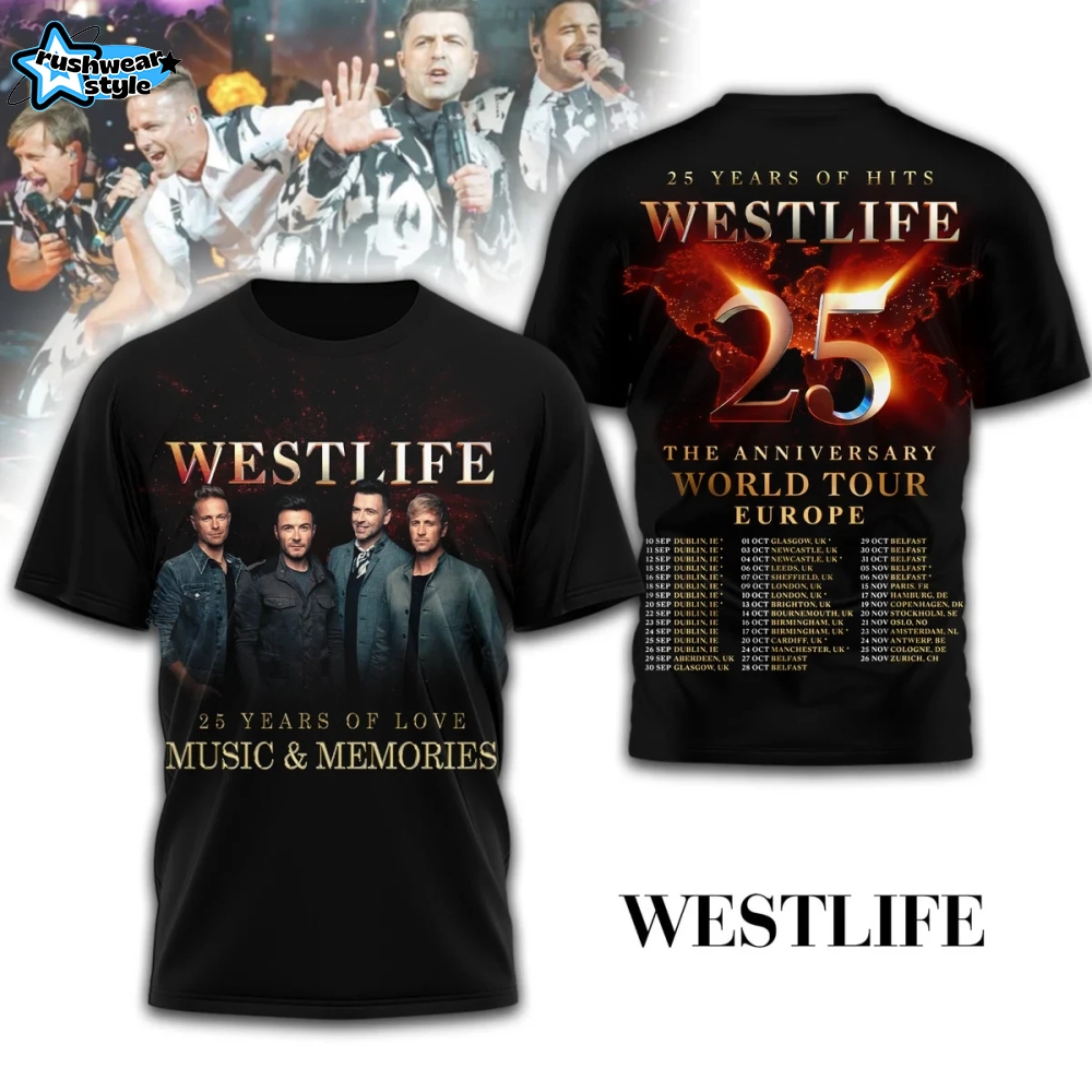 Westlife 25th Anniversary World Tour Limited Edition 3D Shirt Westlife 25th Anniversary World Tour Limited Edition 3D Shirt
