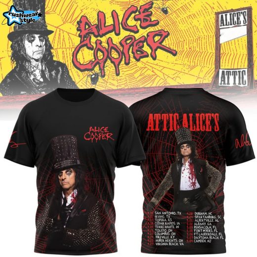 Alice Cooper Attic Alice's Tour Dates 3D T-Shirt - Black