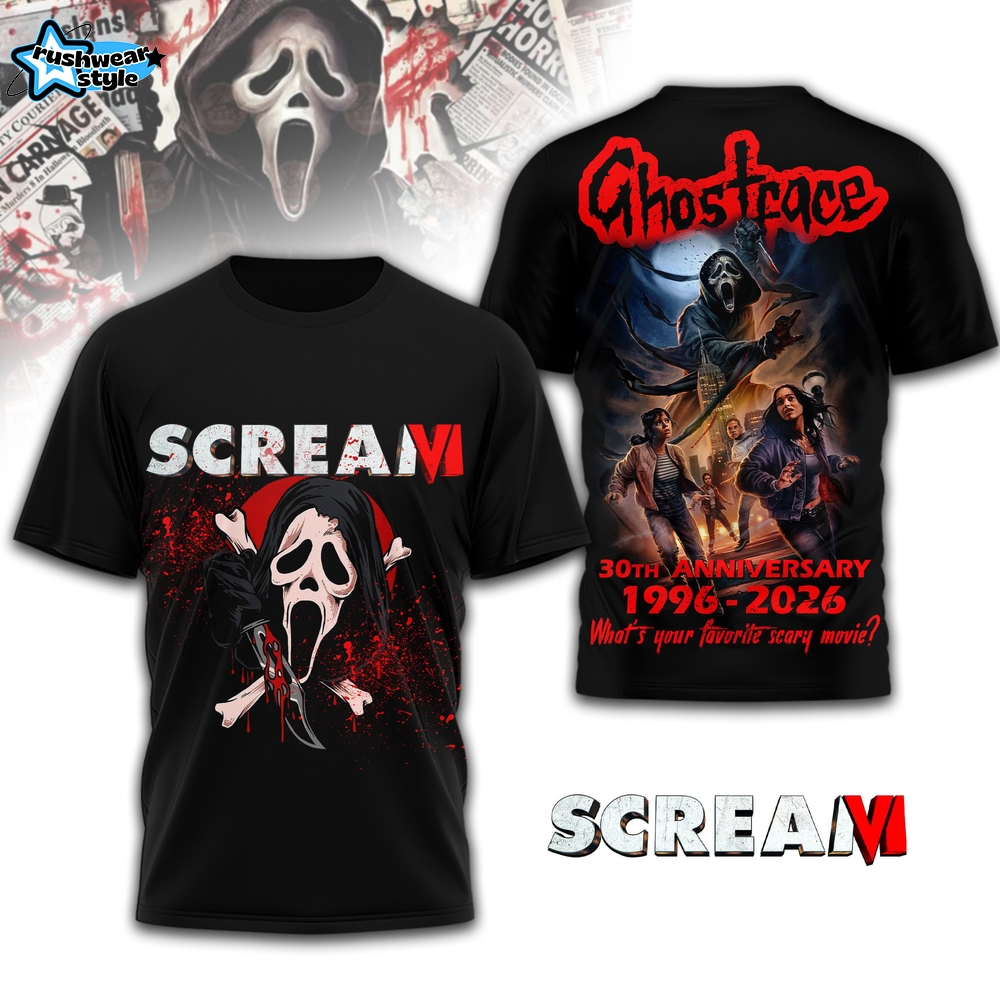 Ghostface Kill Tour 30 Years of Scream Anniversary Graphic T-Shirt 2026 Ghostface Kill Tour 30 Years of Scream Anniversary Graphic T-Shirt 2026