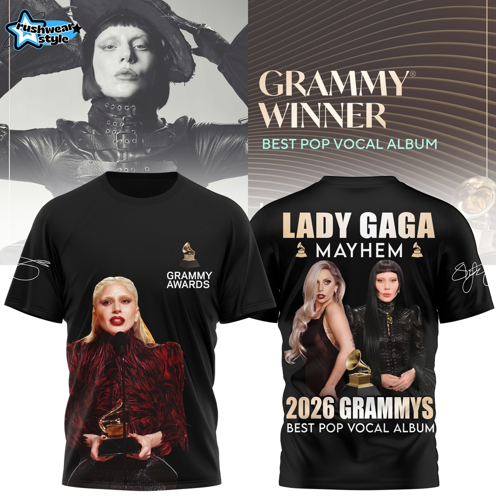 Lady Gaga 2026 Grammy Awards Black Graphic T-Shirt Lady Gaga 2026 Grammy Awards Black Graphic T-Shirt