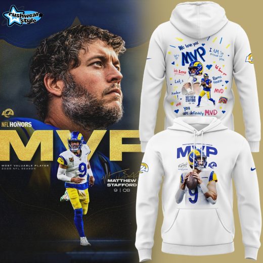 Los Angeles Rams Matthew Stafford 2025 NFL MVP White Pullover Hoodie
