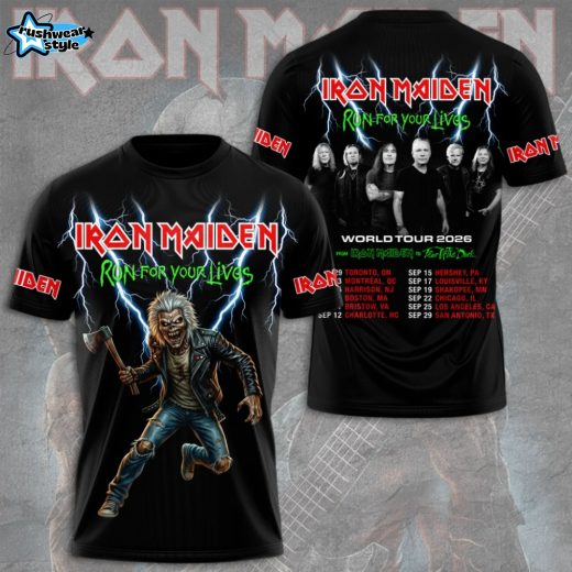 Maiden "Run For Your Lives" World Tour 2026 3D Apparel