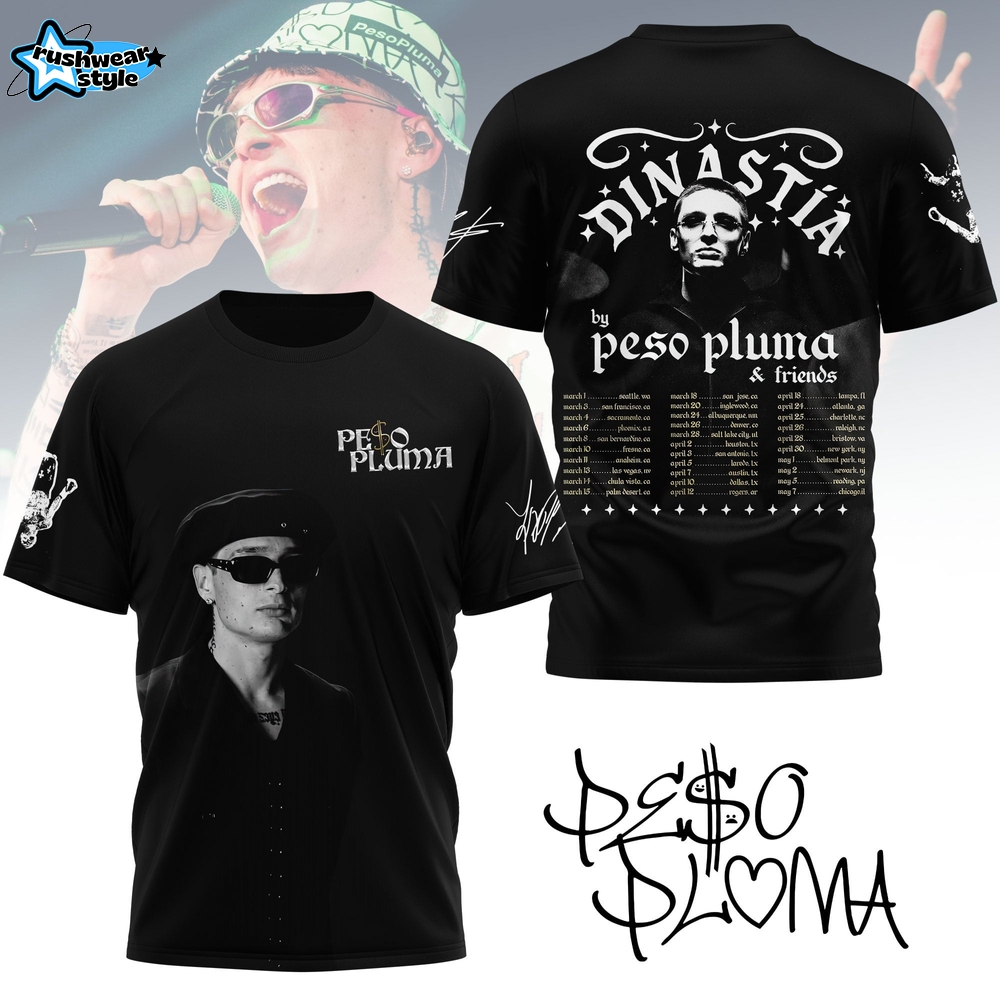 Peso Pluma Dinastía Tour 3D T-Shirt 2026 Peso Pluma Dinastía Tour 3D T-Shirt 2026