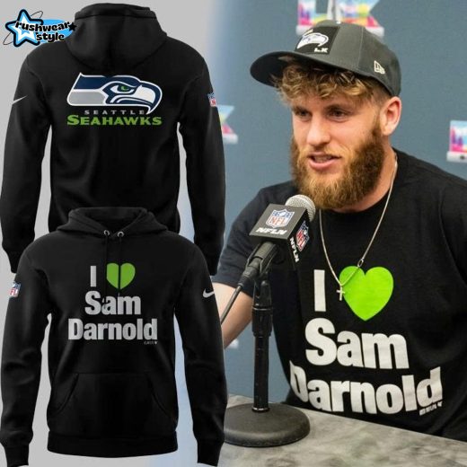 Seattle Seahawks I Love Sam Darnold Heart Graphic 2026 Limited Hoodie