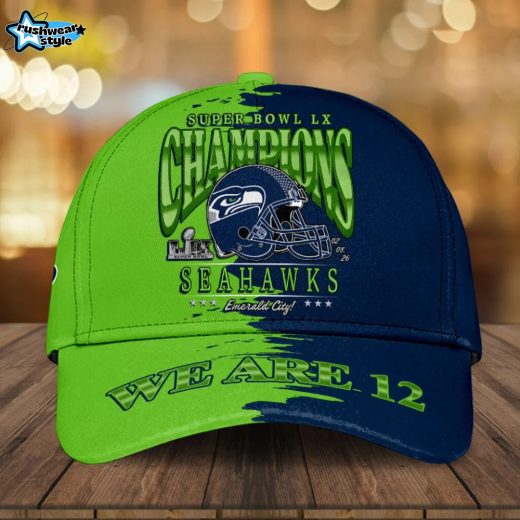 Seattle Seahawks Super Bowl LX 2026 Champions Classic Adjustable Cap