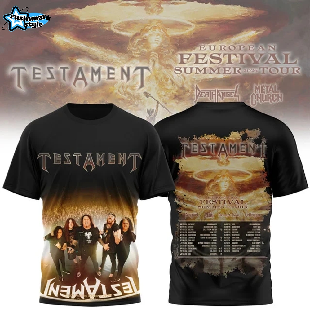 Testament European Summer Festival Tour 2026 Limited Edition 3D Band Shirt Testament European Summer Festival Tour 2026 Limited Edition 3D Band Shirt