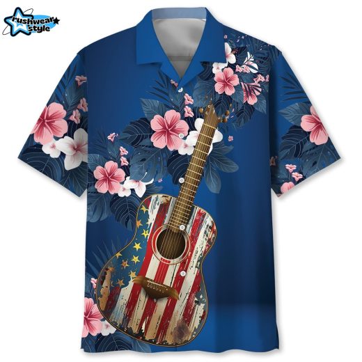 America Guitar Tropical Hawaiian Shirt