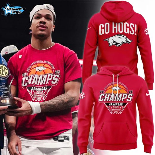 Arkansas Razorbacks Blue 84 Unisex 2026 SEC Men's Basketball Tournament Champions Locker Room Hoodie - Cardinal V5
