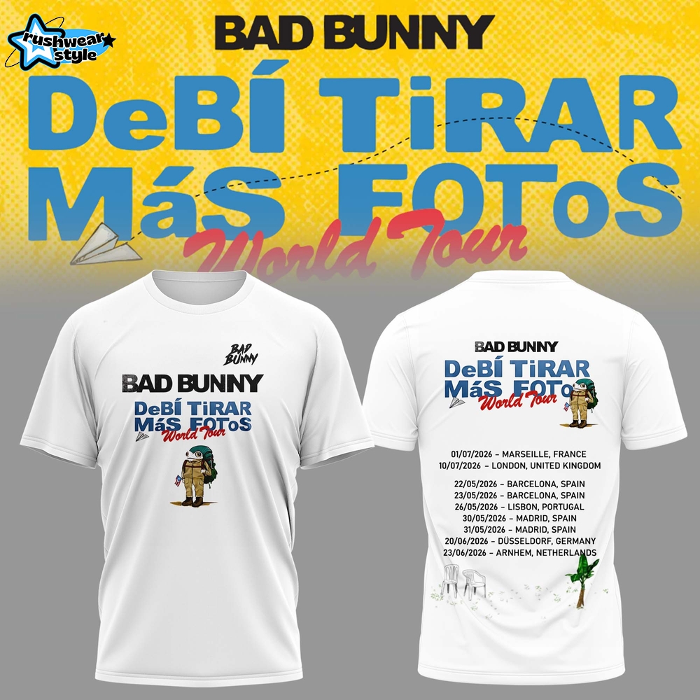 BAD BUNNY – DeBÍ TiRAR MáS FoToS World Tour 2026 3D Graphic T-Shirt BAD BUNNY – DeBÍ TiRAR MáS FoToS World Tour 2026 3D Graphic T-Shirt