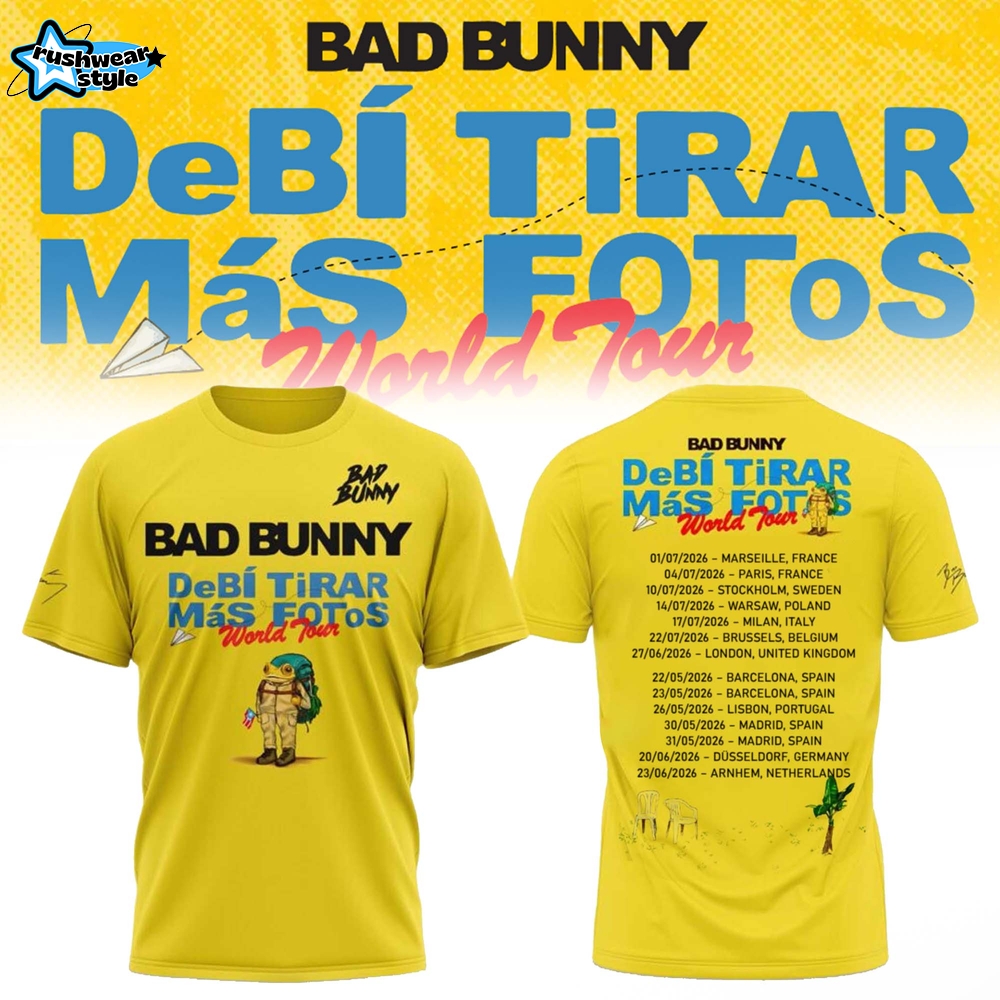 BAD BUNNY – DeBÍ TiRAR MáS FoToS World Tour 2026 3D Graphic T-Shirt BAD BUNNY – DeBÍ TiRAR MáS FoToS World Tour 2026 3D Graphic T-Shirt