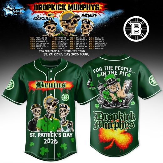 Boston Bruins x Dropkick Murphys St. Patrick’s Day 2026 Tour Baseball Jersey 2026 Custom Colors