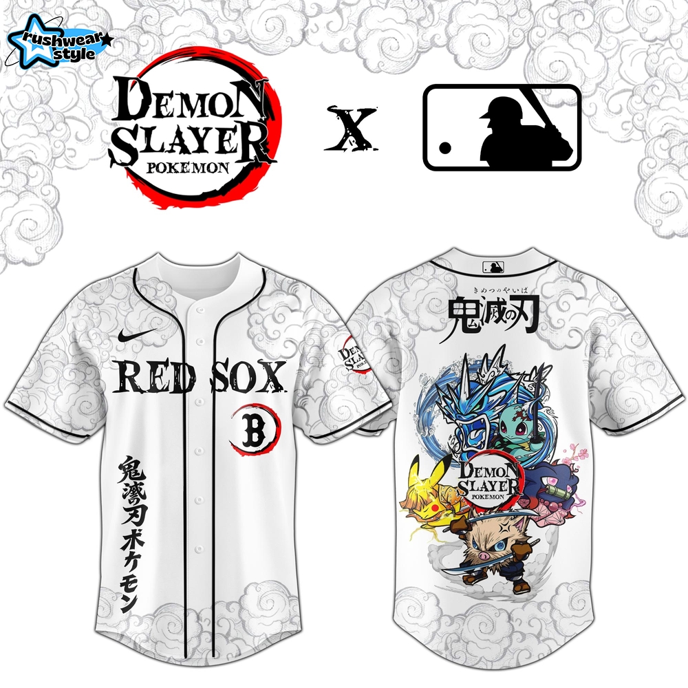 Boston Red Sox Special Demon Slayer Pokemon Ver Limited Edition Jersey Boston Red Sox Special Demon Slayer Pokemon Ver Limited Edition Jersey