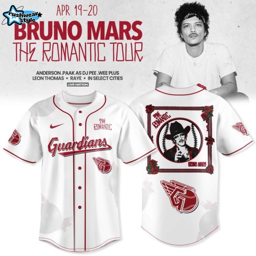 Cleveland Guardians x Bruno Mars The Romantic Tour 2026 Limited Baseball Jersey Collection