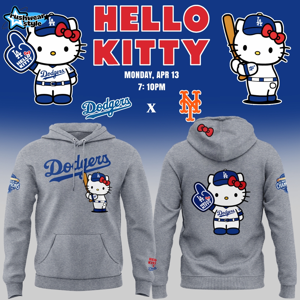 Exclusive Los Angeles Dodgers x Hello Kitty Night Event Gray Hoodie Exclusive Los Angeles Dodgers x Hello Kitty Night Event Gray Hoodie