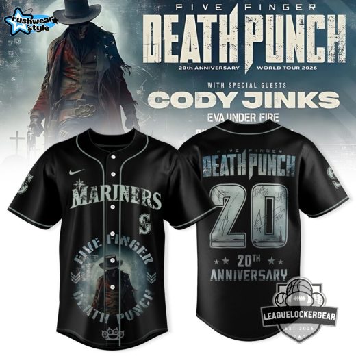 Five Finger Death Punch 20th Anniversary World Tour 2026 Mariners Baseball Jersey
