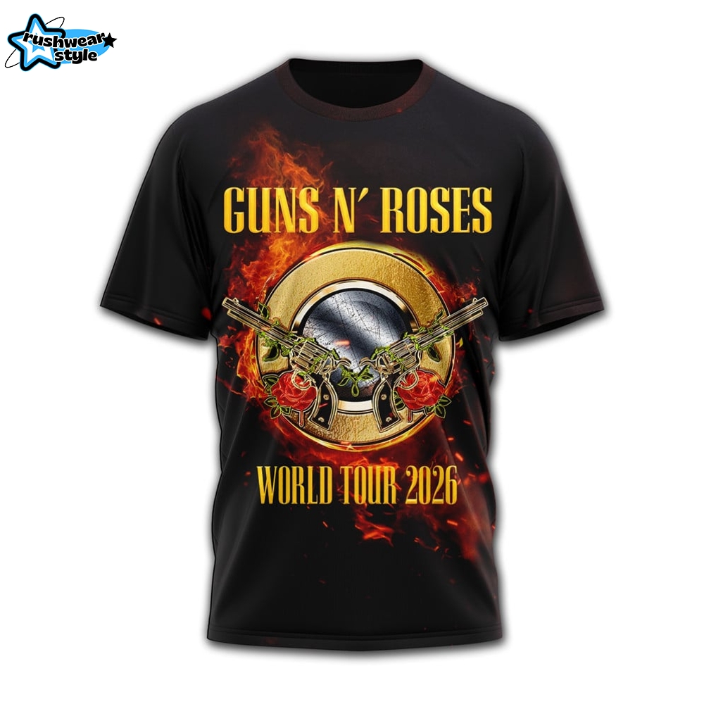 Guns N Roses World Tour 2026 North American Schedule Dates Two Sided T-Shirt Guns N Roses World Tour 2026 North American Schedule Dates Two Sided T-Shirt
