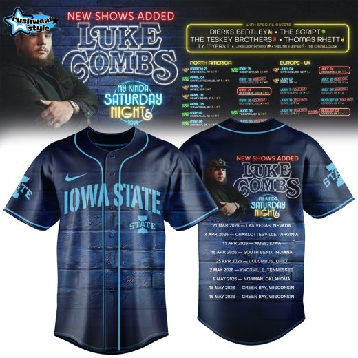 Iowa State University My Kinda Saturday Night Tour 2026 Baseball Jersey – Country Music Concert Fan Shirt