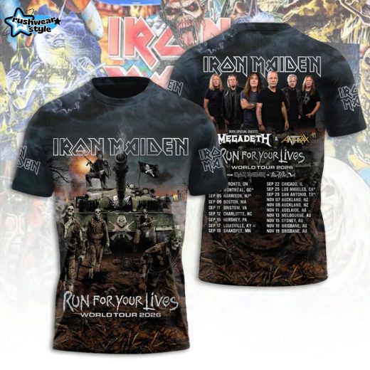 Iron Maiden Run For Your Lives world tour 2026 3D Tshirt - Black